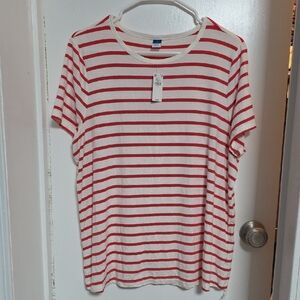 Old Navy Red and White Striped Short Sleeve Tee